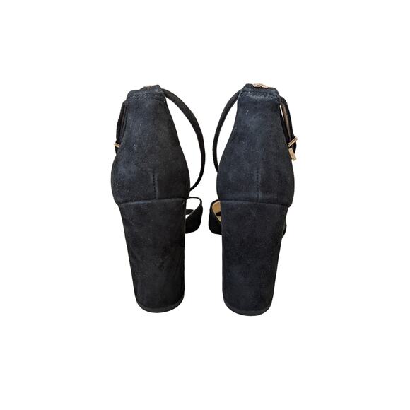 Sam Edelman Yancy Ankle Strap Heeled Sandals Suede Leather Black Size US 7 EU 37 - Picture 4 of 8